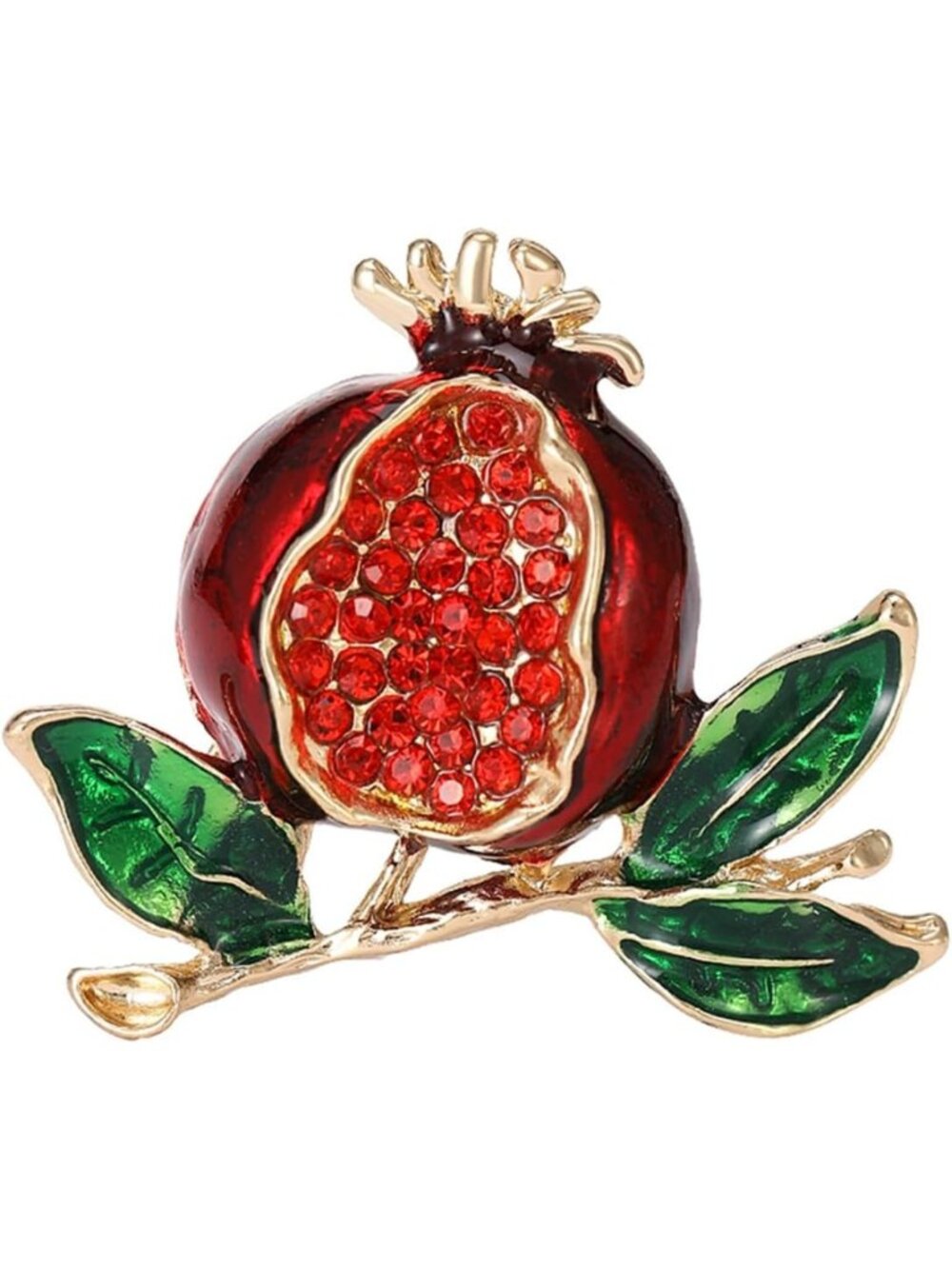 Elegant Enamel Fruit Brooch with Rhinestones - Stylish Lapel Pin for Dresses
